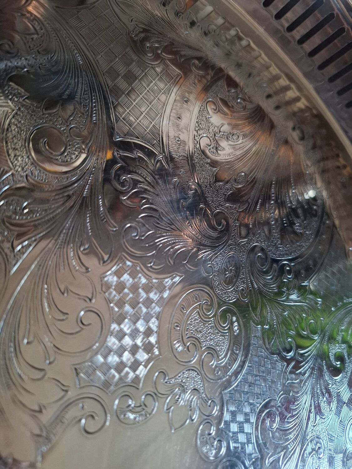 Silver-plated metal platter Christophle Fleuron France