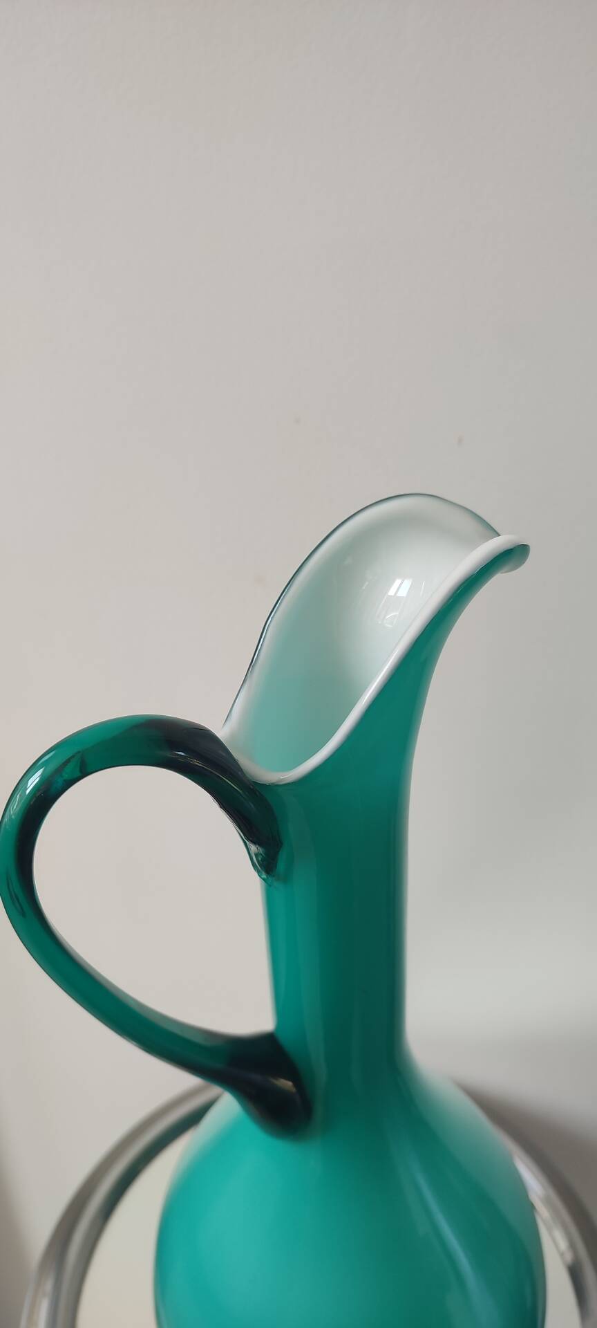 Vintage double glass vase-jug from Empoli (38 cm)