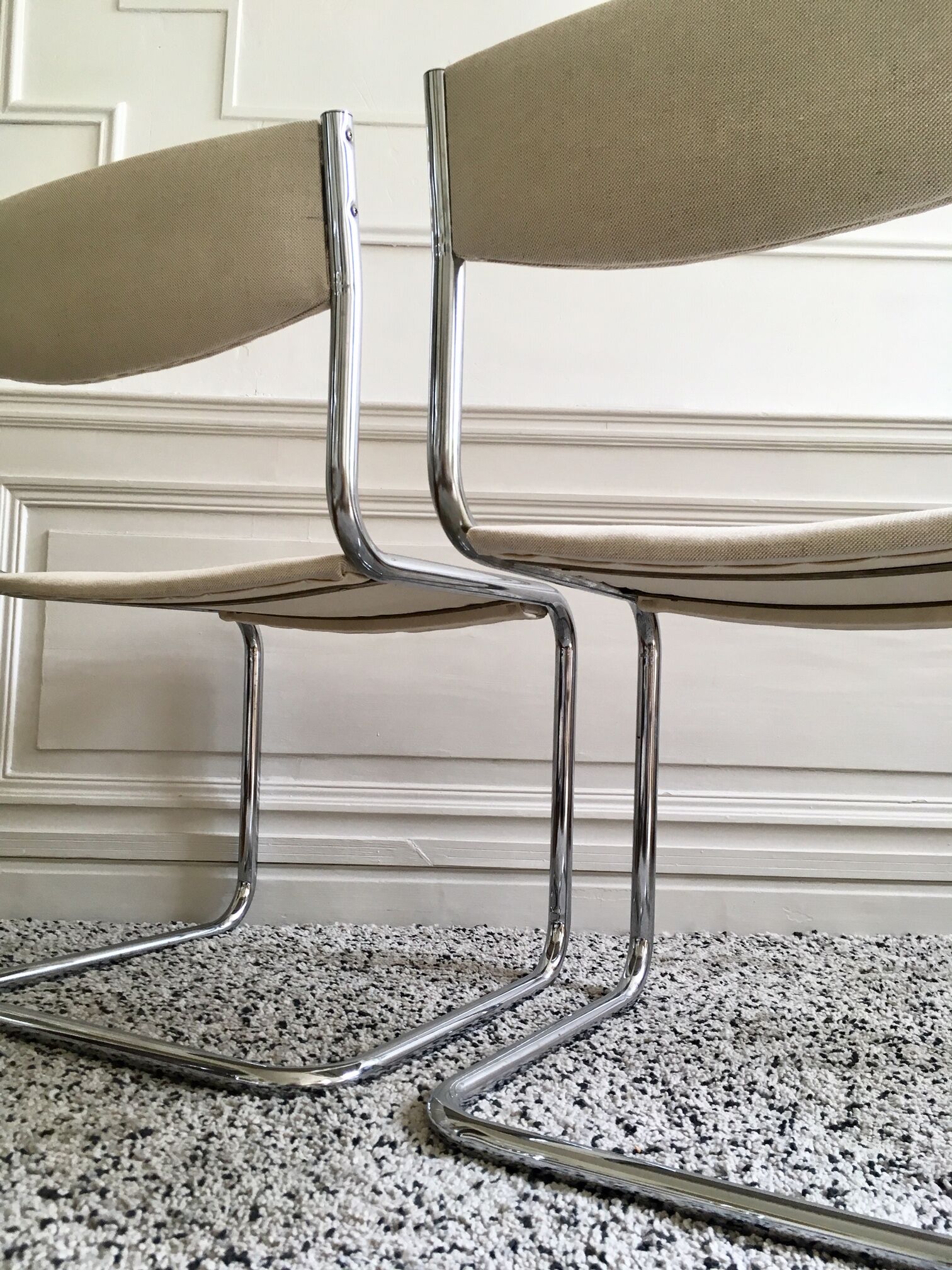 Set of restored vintage chairs with "Luge" feet