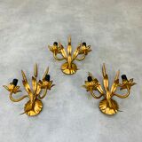 3 wall lamps ear of wheat golden foliage