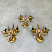 3 wall lamps ear of wheat golden foliage
