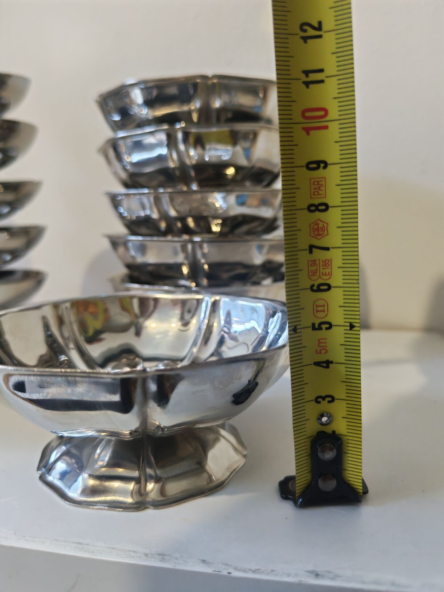 18 low sorbet cups in stainless steel chrome