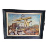 Painting 1965 industrial construction site