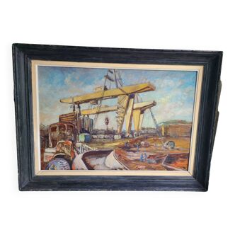 Tableau 1965 chantier industriel