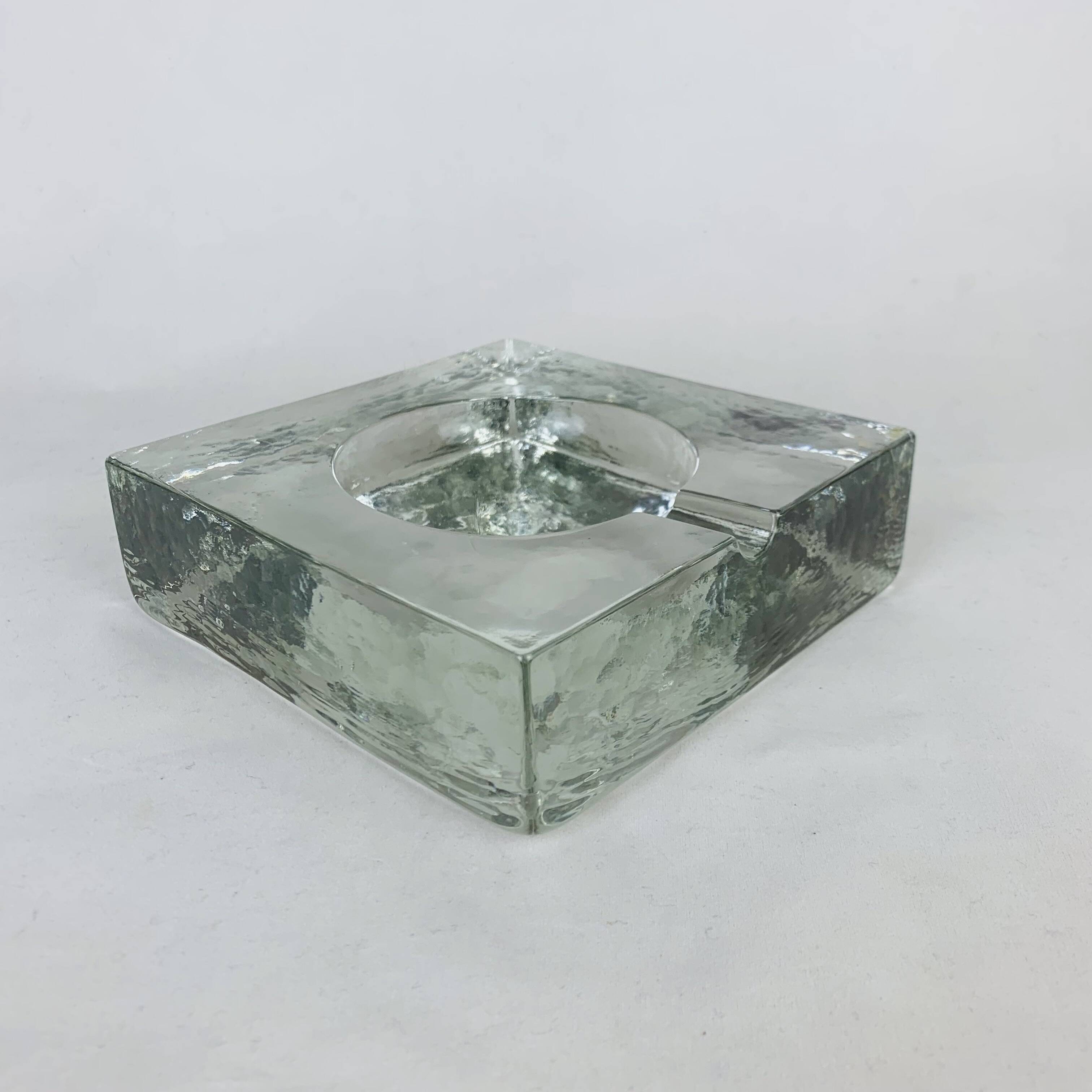 Brutalist glass ashtray from the 70s