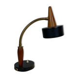 Table lamp of black metal and teak of Danish design, 1960s