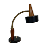 Lampe de table en métal noir et teck de design danois, années 1960