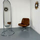 Large freestanding chrome metal full-length mirror in 1970s design.