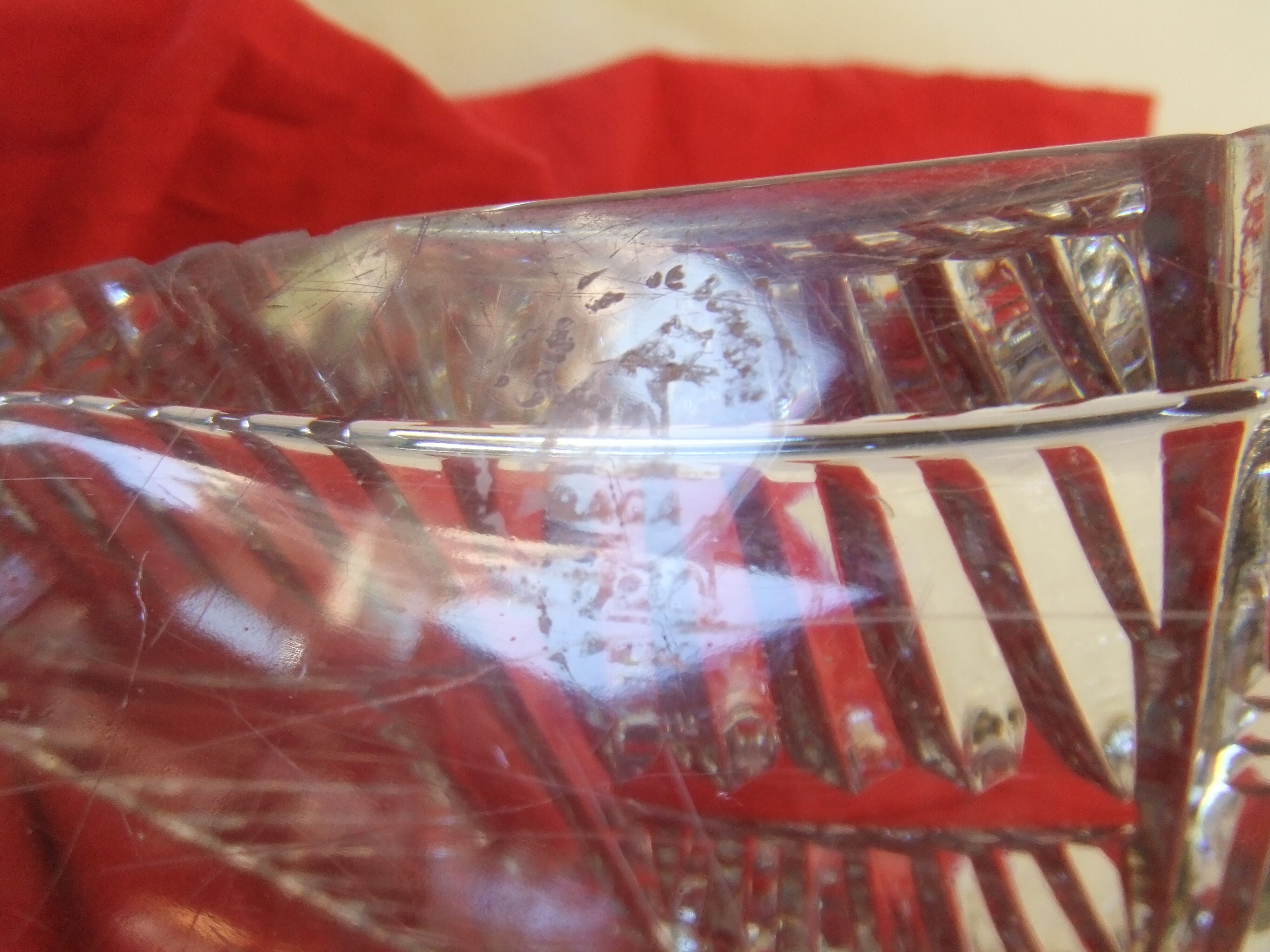 Bohemian crystal stamp Prague basket centerpiece art deco flower