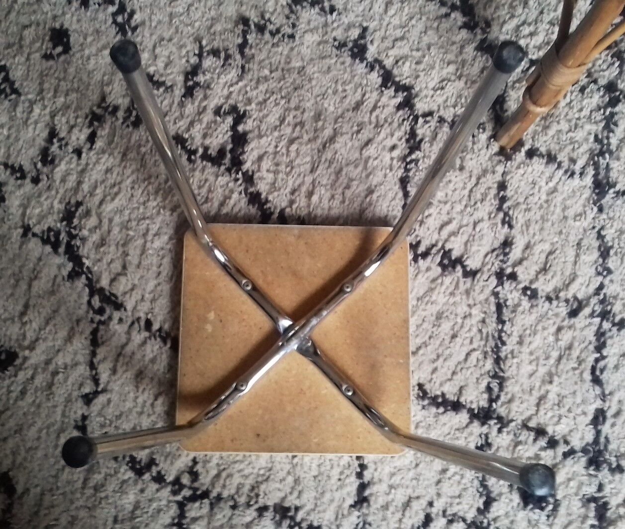 Formica vintage white striped flats light grey metal feet