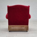Fauteuil danois, originale, meuble en velours, pieds en bois de chêne