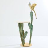 Brass cactus and parrot sculpture console Alain Chervet 1989
