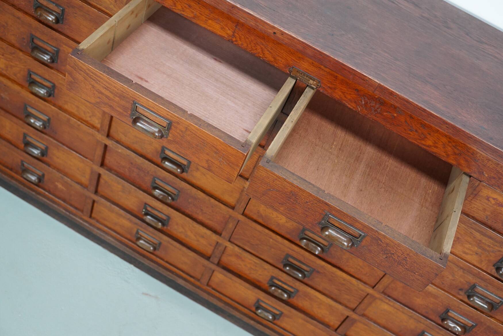 Large Dutch oak apothecary / filing cabinet or sideboard, 1930s