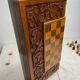 Chess and backgammon set in carved wood and marquetry