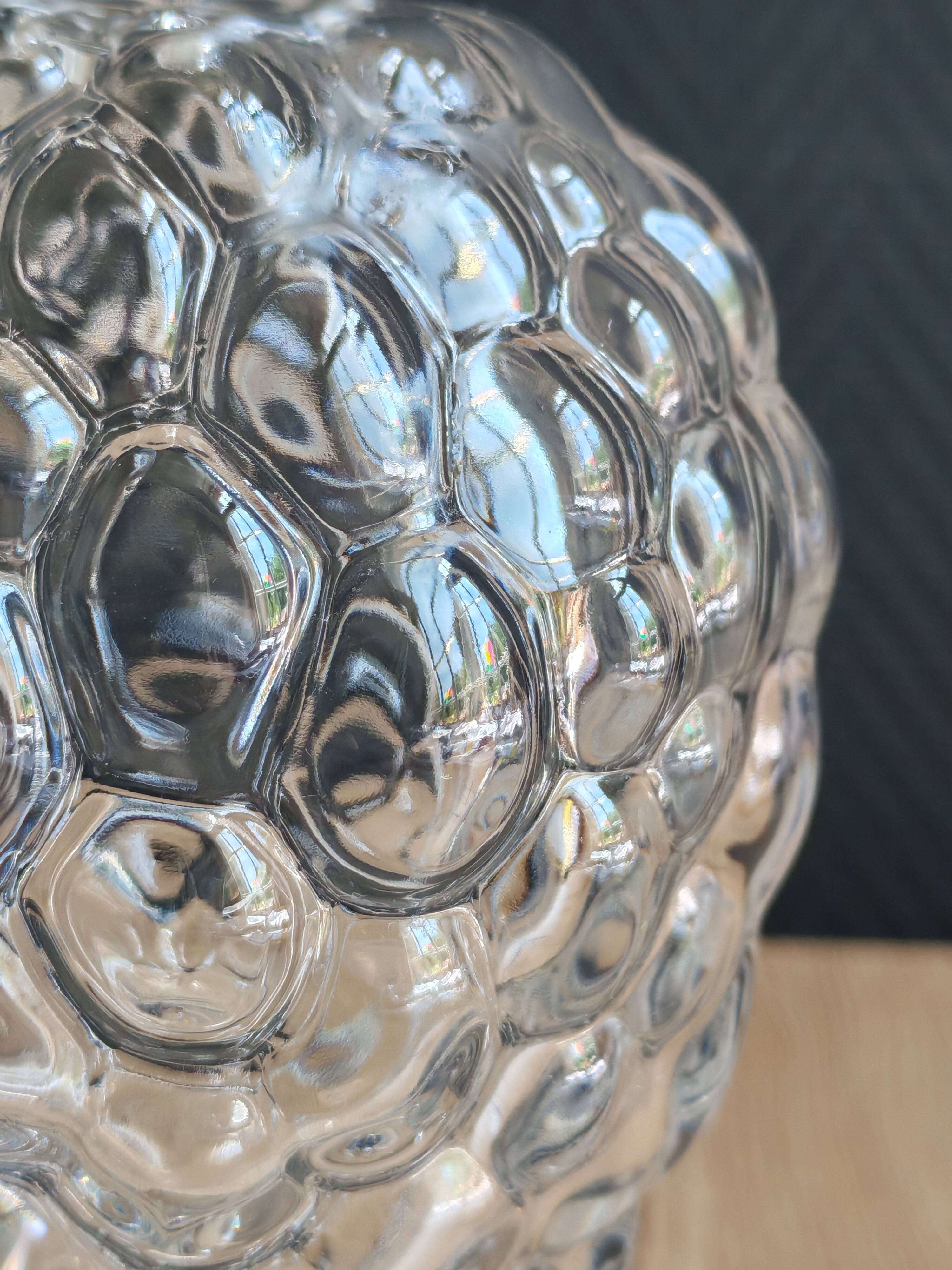 Carafe glass bottle moulded grape bunch vintage | Ball stopper