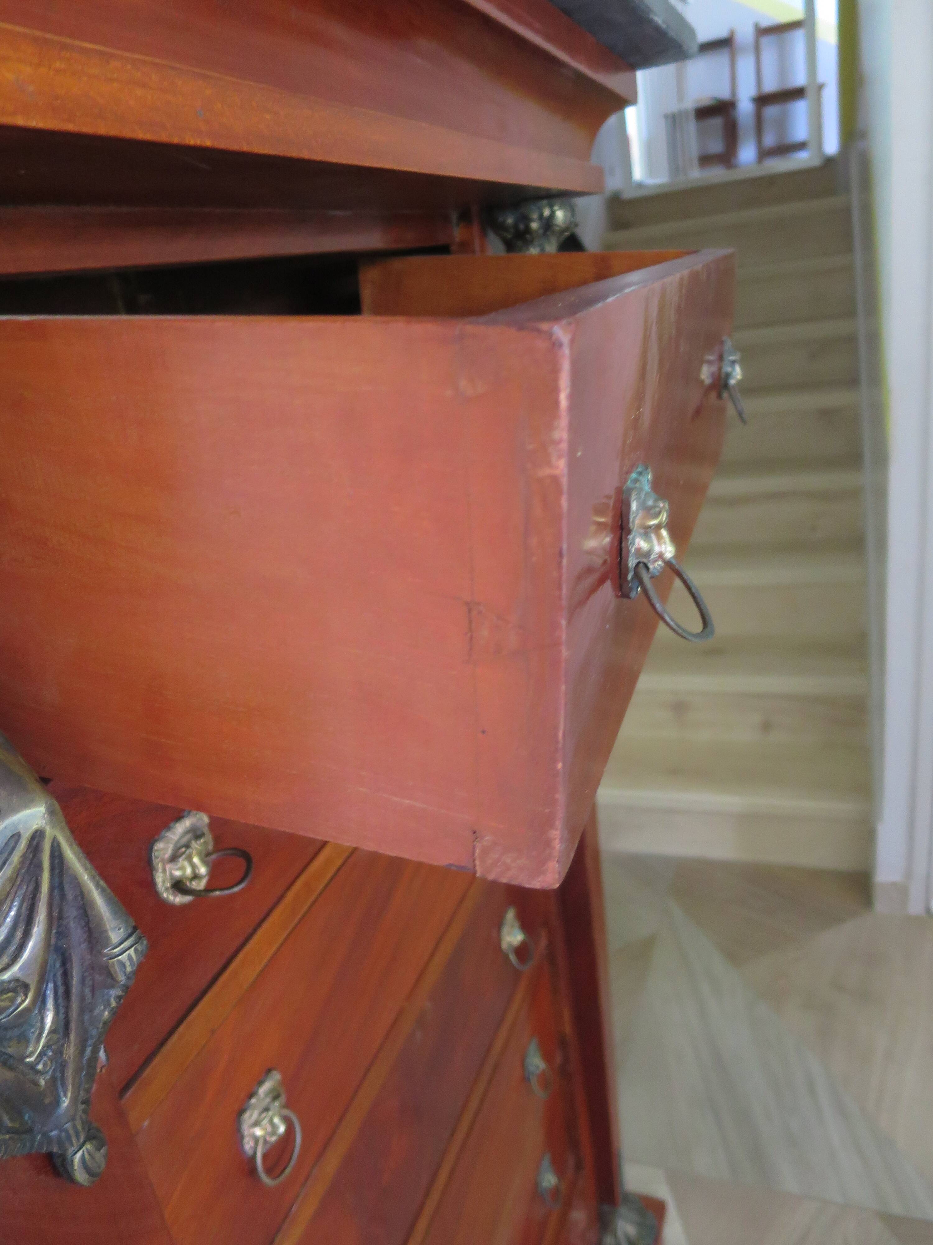 Antique Weekly Planner/Empire Style Commode-Caryatid-Patinated Bronze - 1950