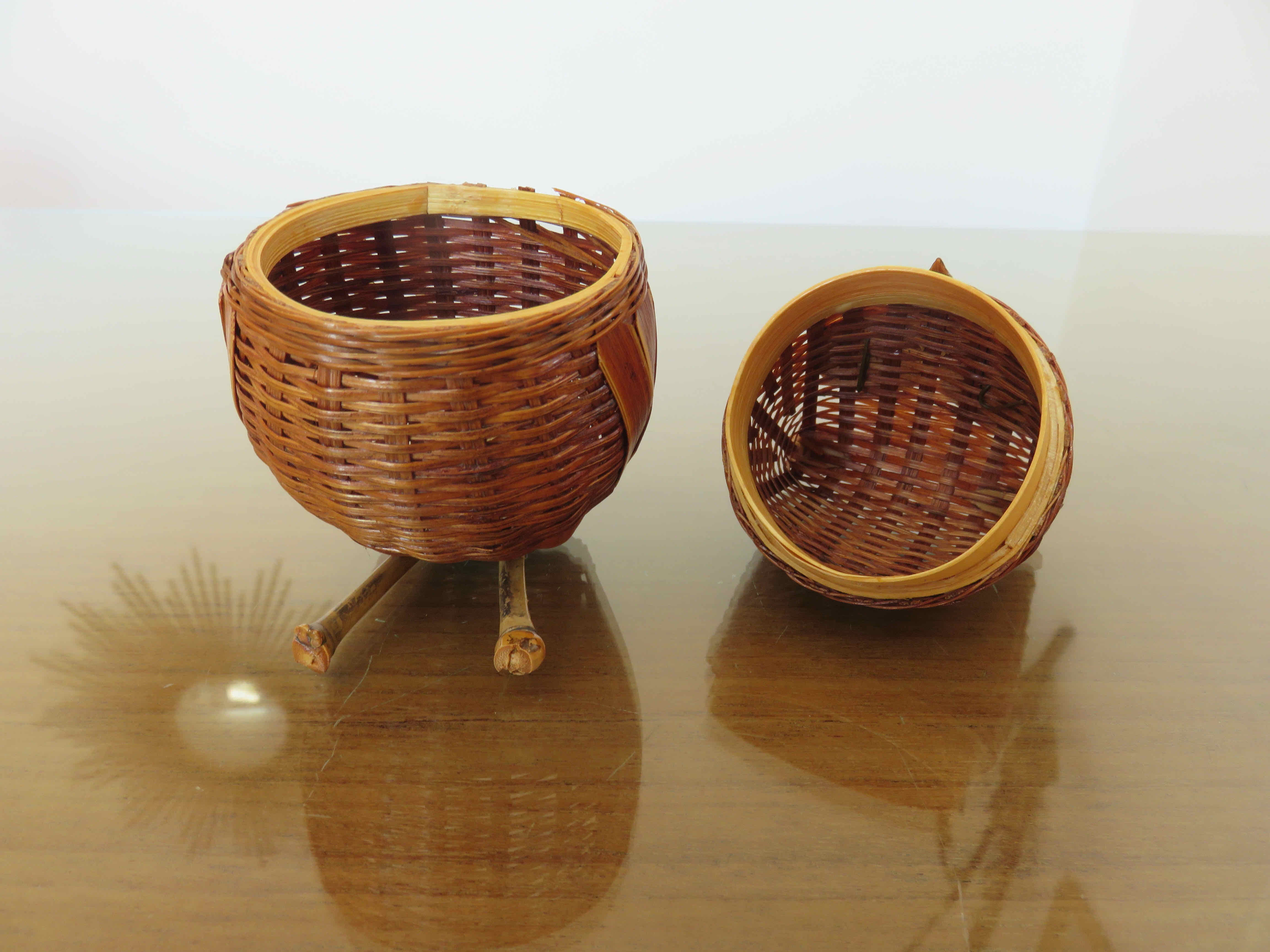 Set of 3 boxes "owl" bamboo 70s