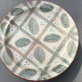 Set of 5 artisanal plates in enamelled earth plus a dessert plate. Unique pieces .