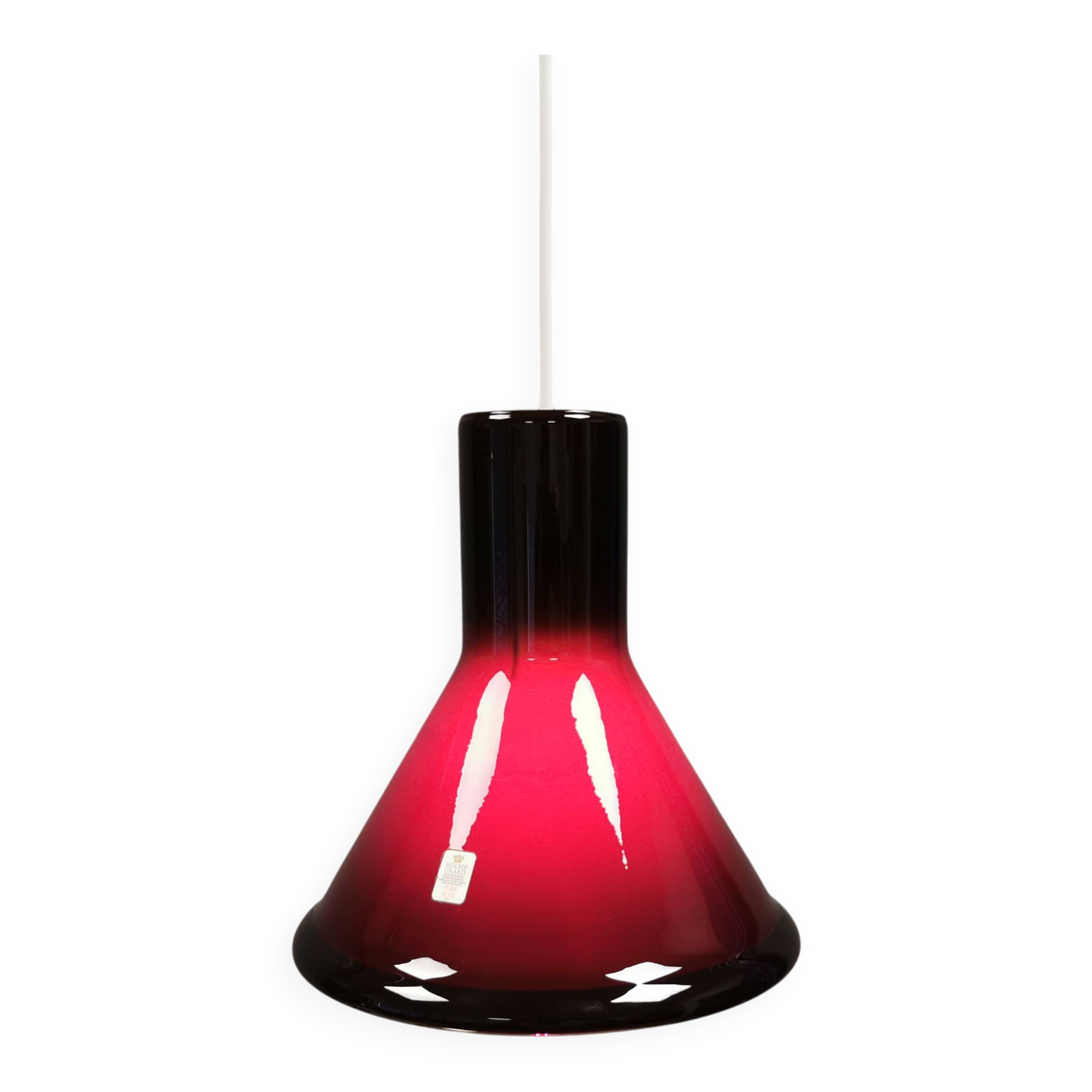 Holmegaard P&T pendant lamp with ‘aubergine’-coloured opal glass