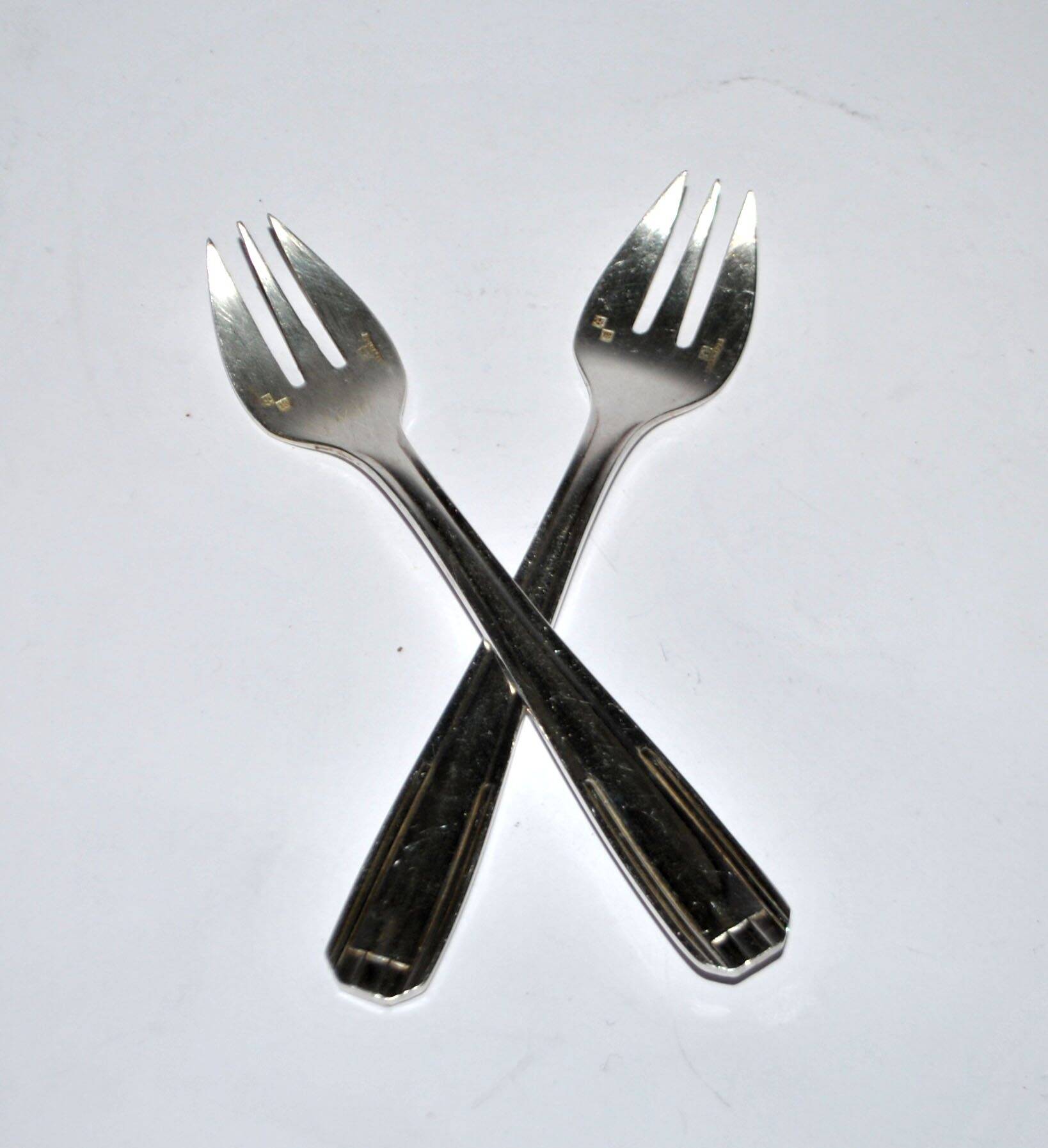 Christofle Alfenide – Lot of 2 dessert forks model Paris silver-plated Art Deco