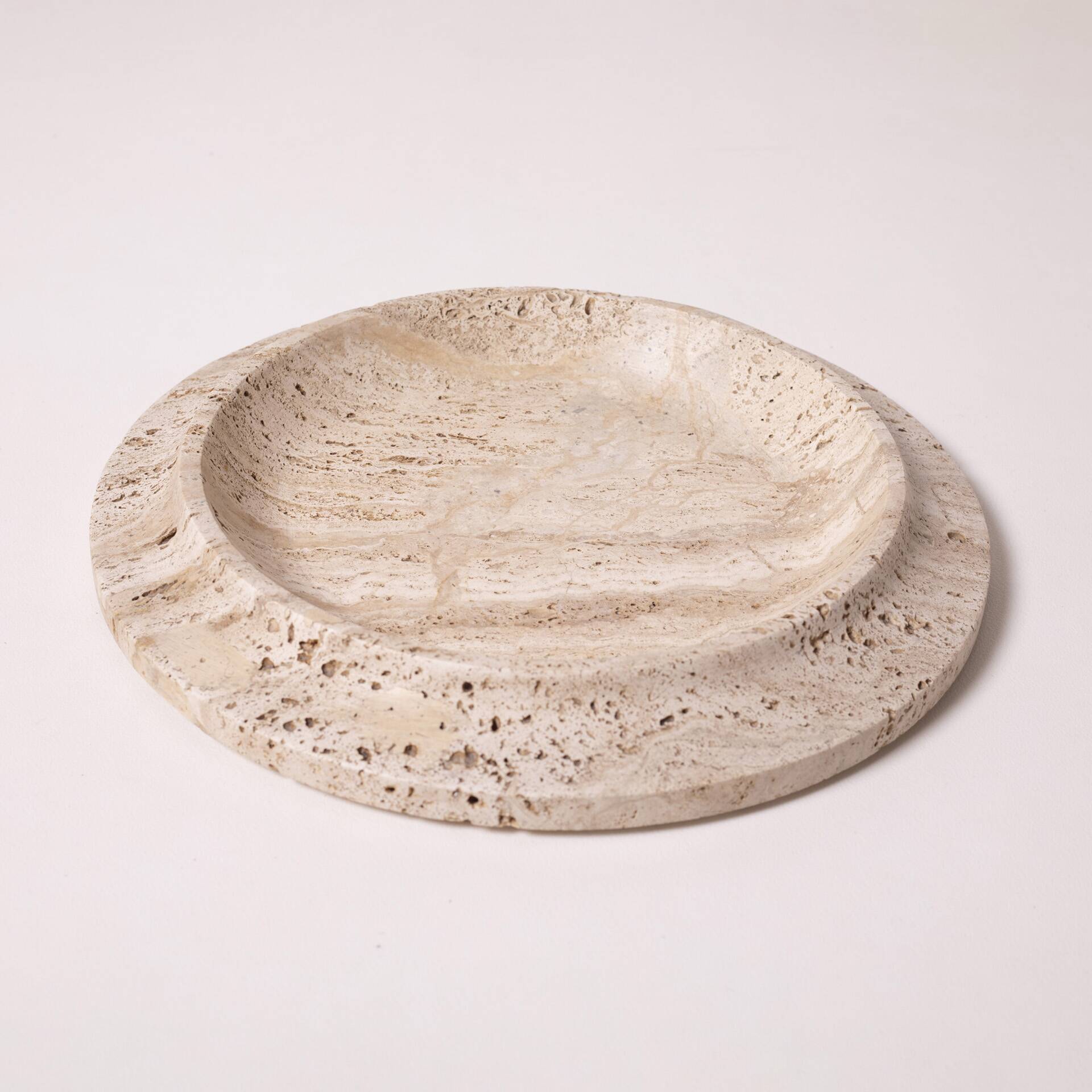 Travertine stone plate / centerpiece, Italy, 1980s