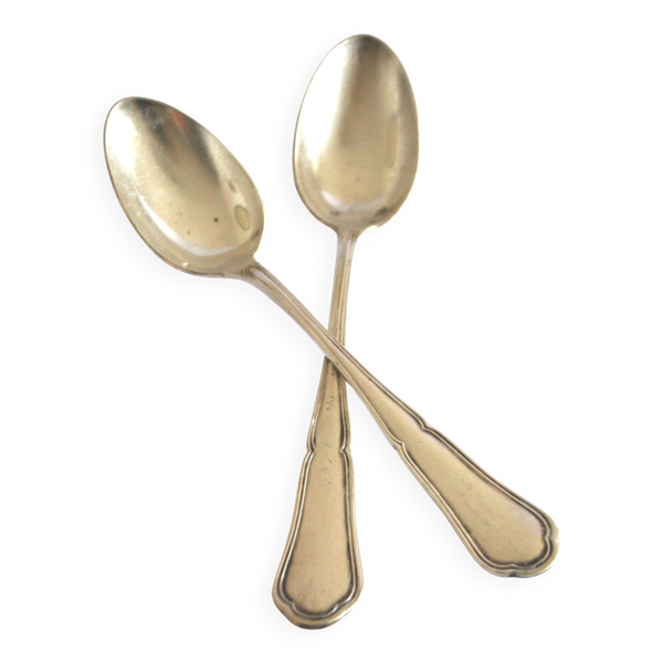 Lot de 2 cuillères à café en argenterie filet orfèvre C&L 14,5 cm