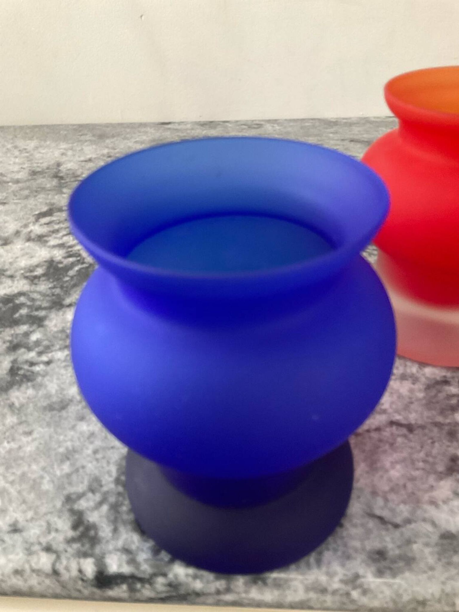 Pair of vintage frosted glass vases