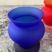Pair of vintage frosted glass vases