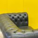Vintage Green Leather Chesterfield Sofa: Two Seater