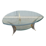 Table basse bronze et verre