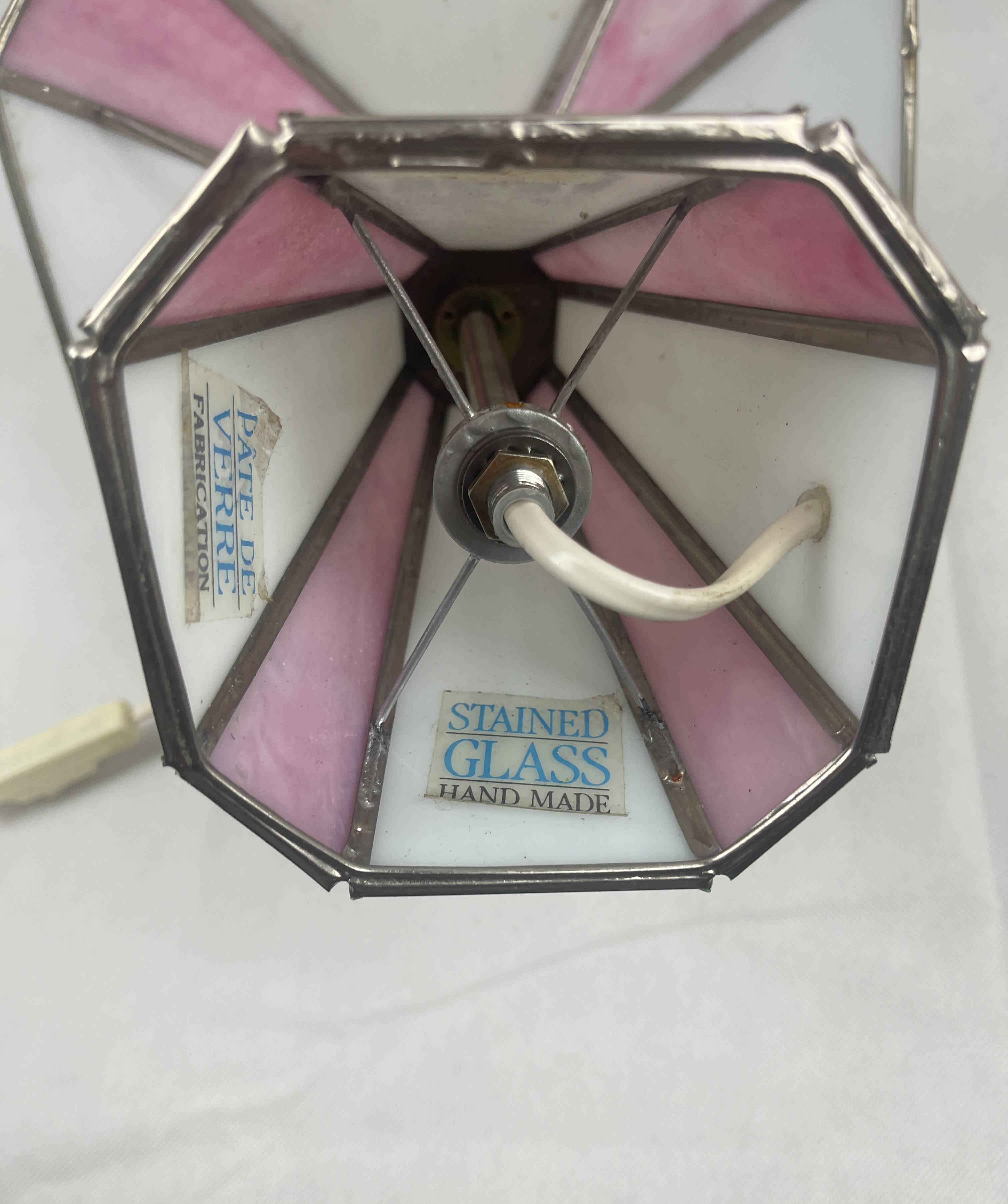 White and pink glass paste lamp