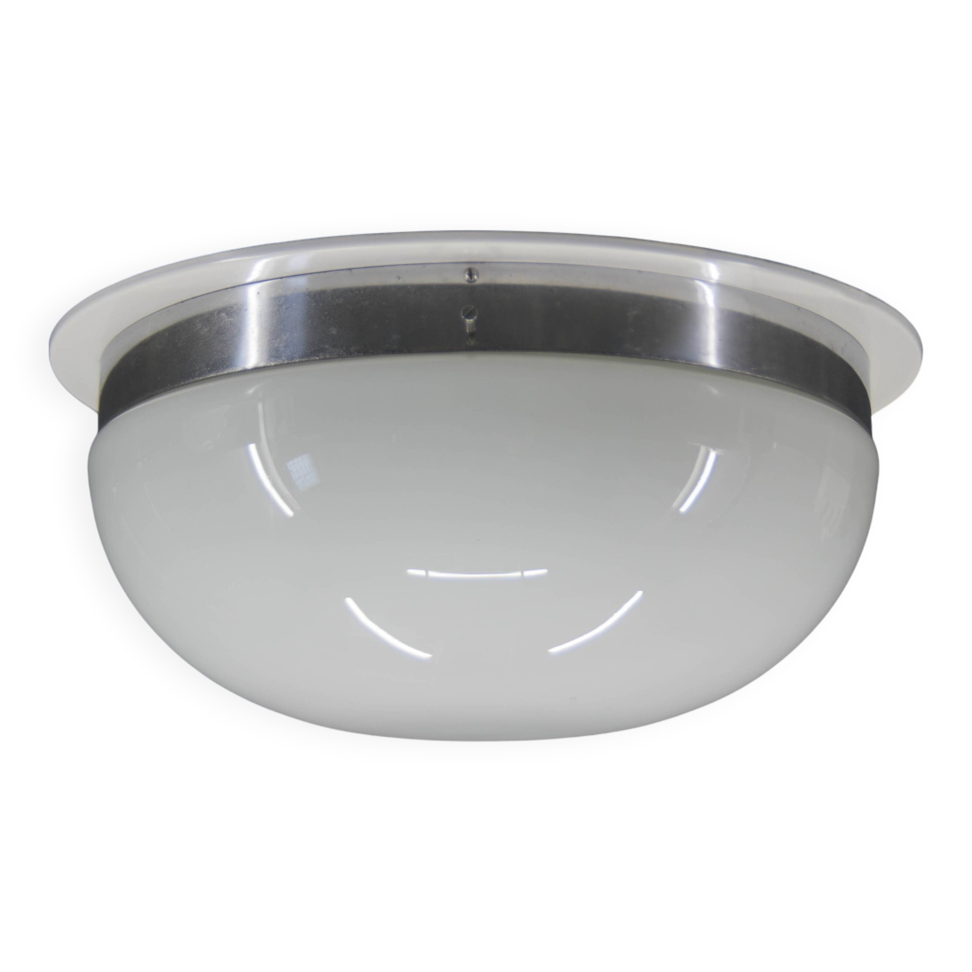 Big Bauhaus Chrome Flushmount or Wall Light, 1940s