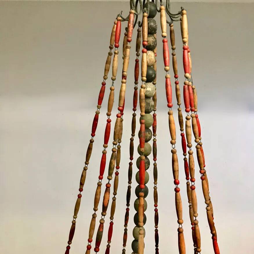 Wooden bead chandelier