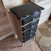 Chiffonnier bois brut et noir 5 tiroirs