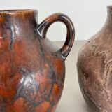 Set of 2 Pottery Vases Fat Lava Abstract Designed by Ruscha, Germany, 1960s