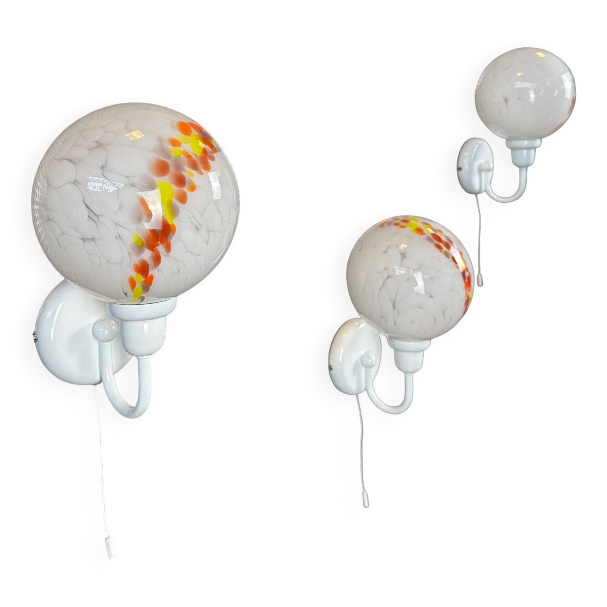 3x vintage (1980s) wall lamps GuRo – glass