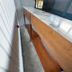 Large console in Calacatta Viola marble & solid cherry wood.