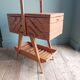 Sewing box worker wood feet compass vintage Scandinavian design