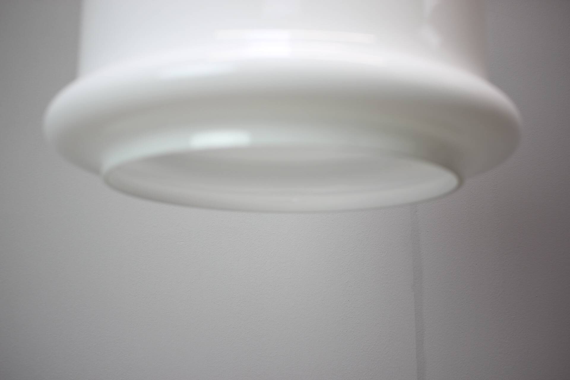 Large vintage opaline glass pendant lamp, Prague, Czechoslovakia, late 1970s.