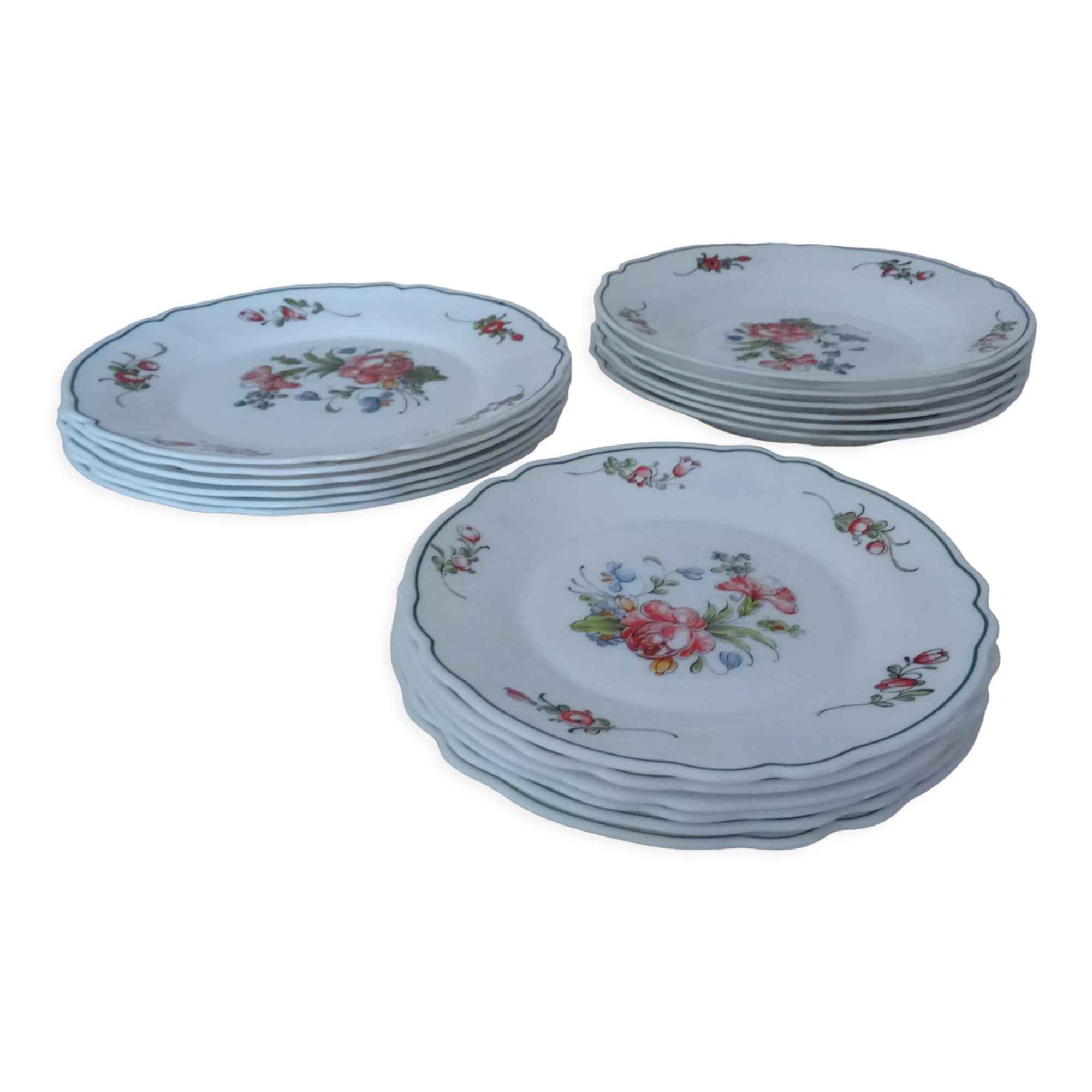 18 plates ronsard, flowers Arcopal 6 x plate hollow dessert
