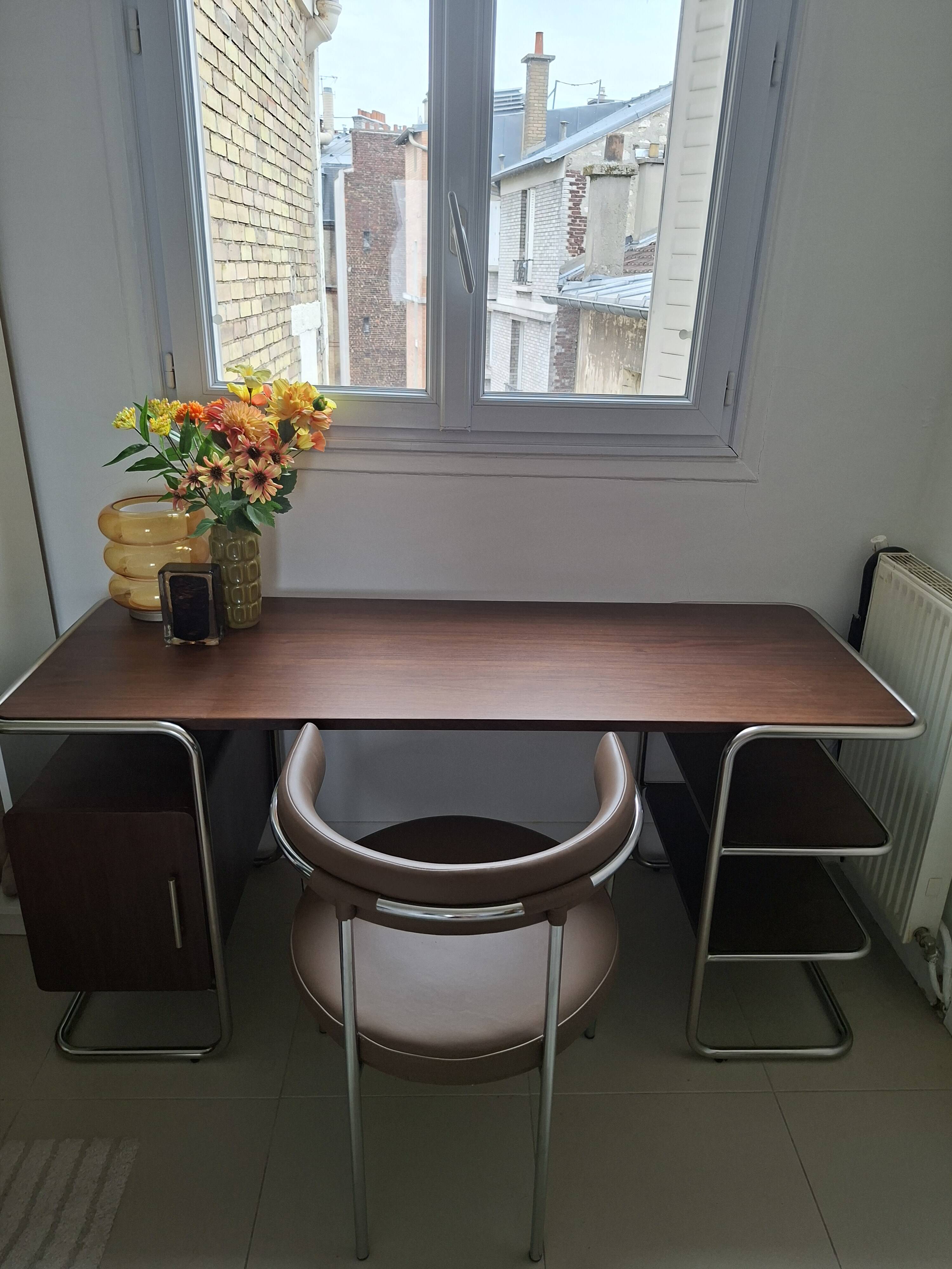 Jubo AM.PM office chair — Chrome & brown leather (As new condition)