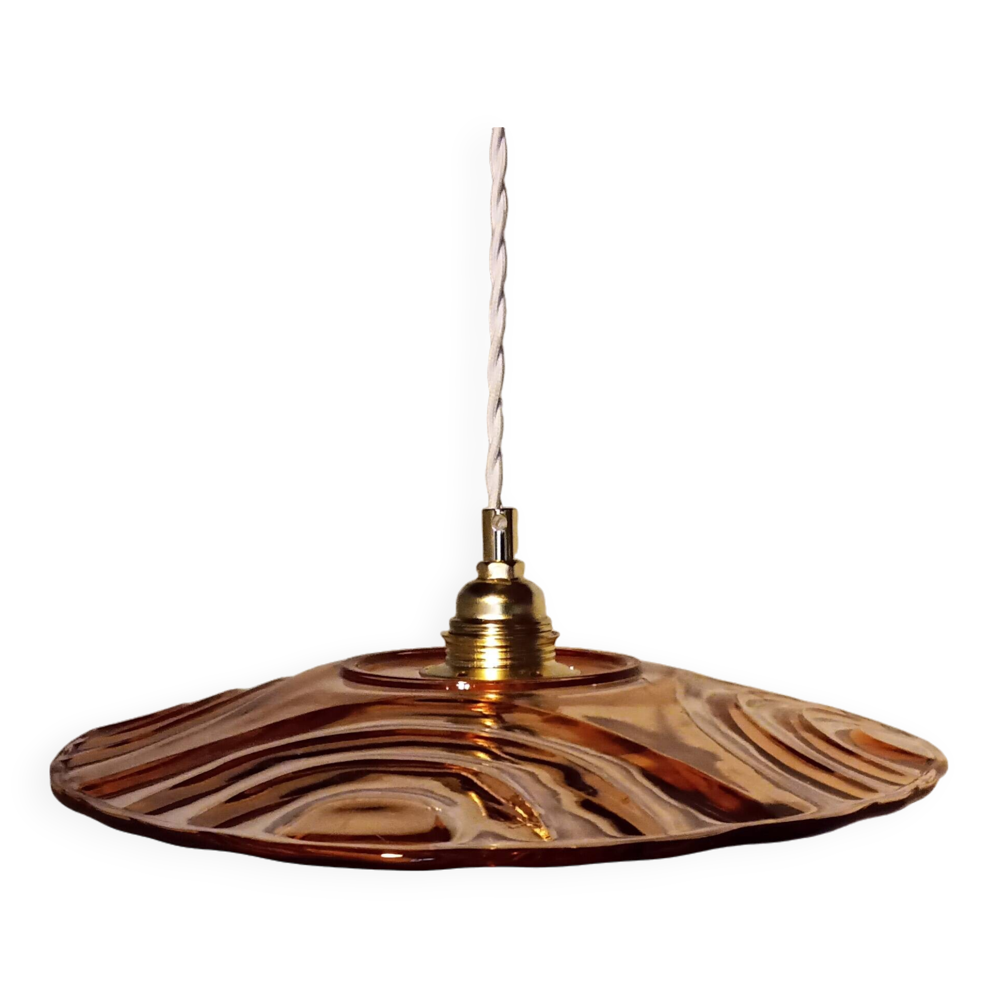 Vintage pink glass pendant light