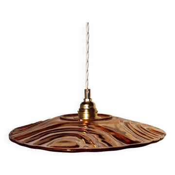 Suspension vintage en verre rose