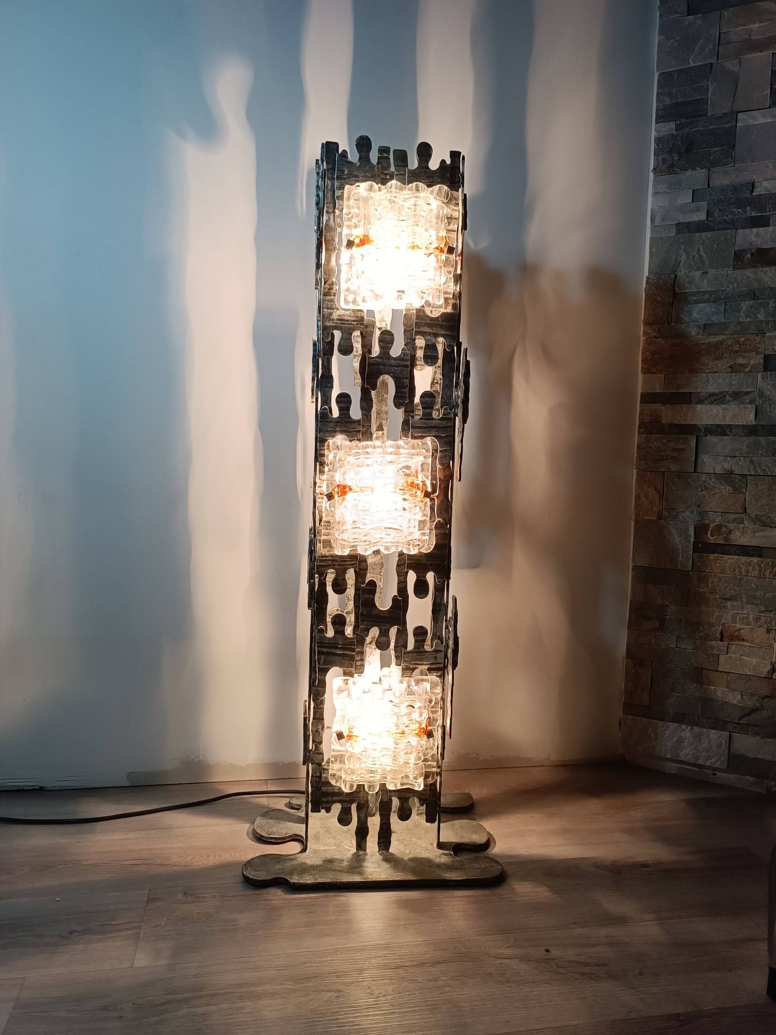 Brutalist floor lamp by Albano Poli for Poliarte, 1970s