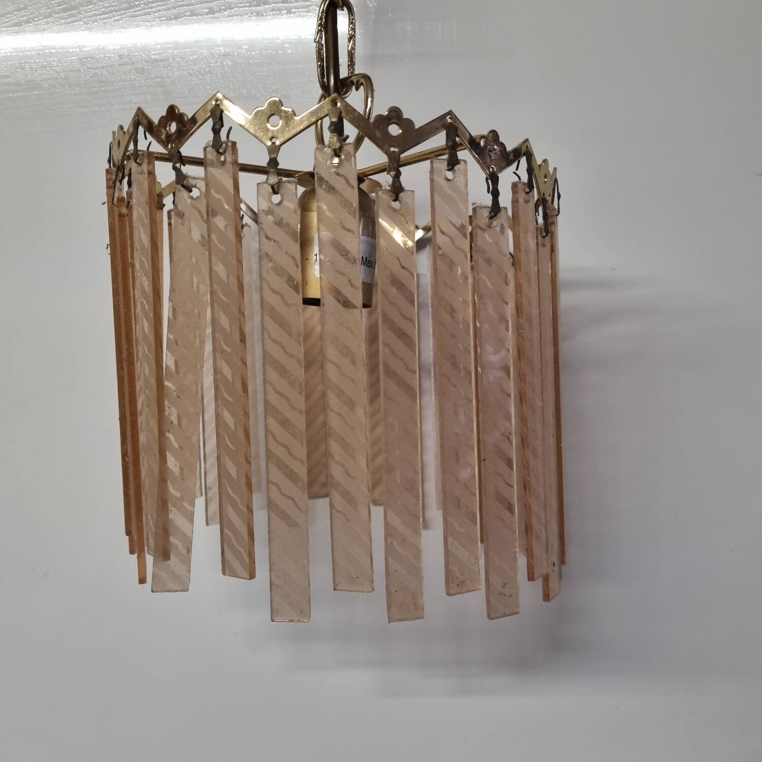 Suspension with pink glass pendants, 1980s