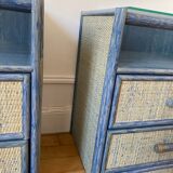 Pair of vintage rattan bedside tables