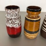 Set of four vintage pottery fat lava "242-22" vases made by Scheurich, Germany