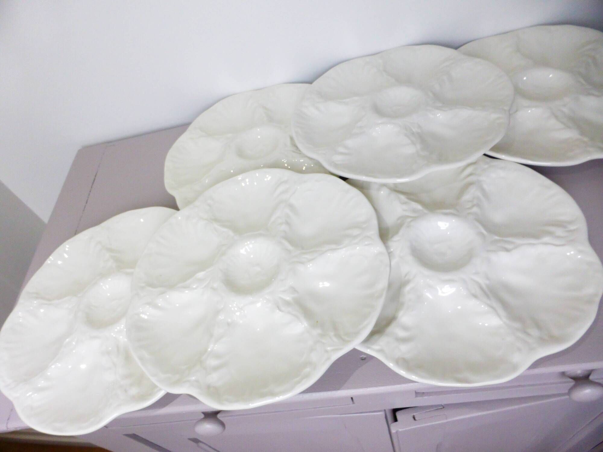 6 vintage oyster plates from the Gien factory