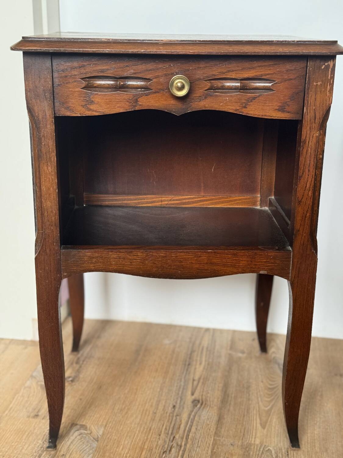 Pair of antique wooden bedside tables