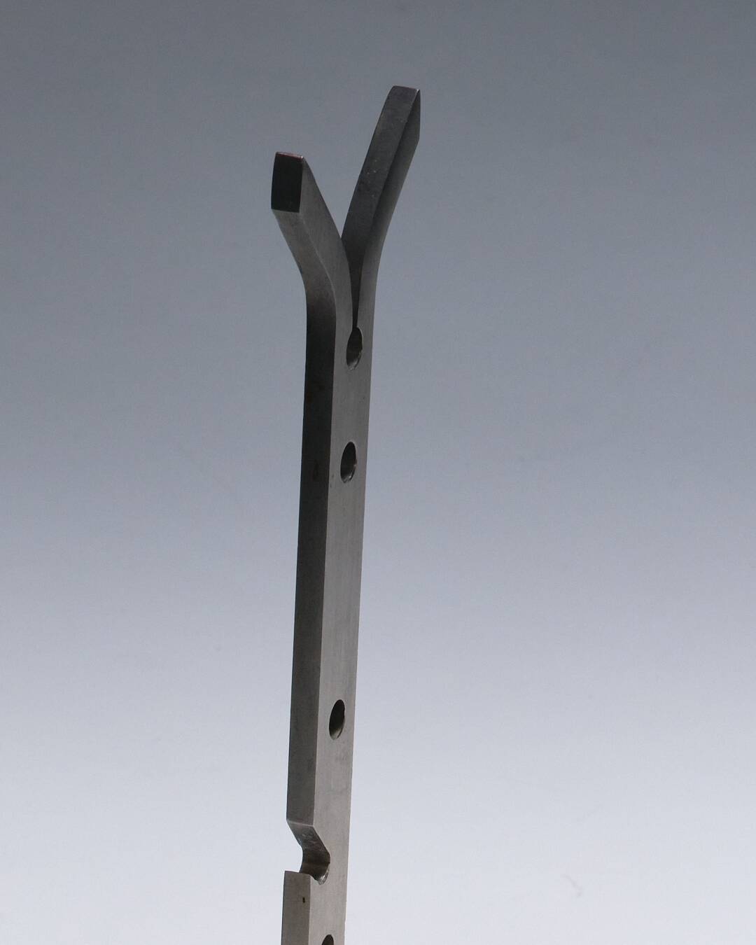 Pair of modernist brushed steel andirons, 1970s